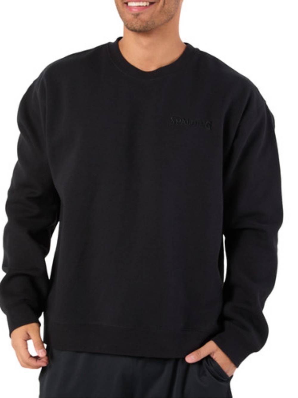 NWT Spalding Men's Black Crewneck Pullover Sweatshirt Size XXL
